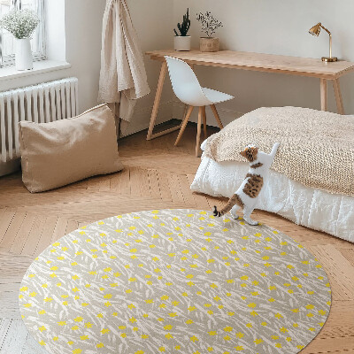 Kerek vinil szőnyeg Mező rét apró virágok boho