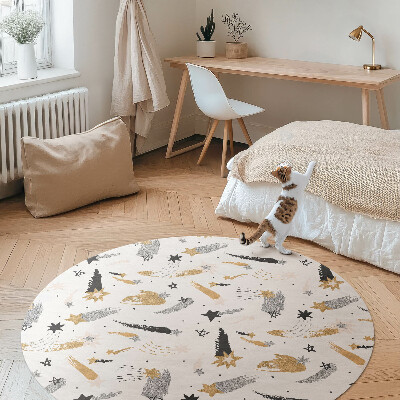 Kerek vinil szőnyeg Festett csillagok egy boho univerzumban