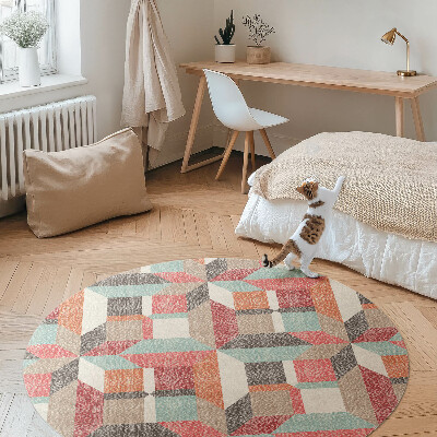 Kerek vinil szőnyeg Kopott geometriai minta