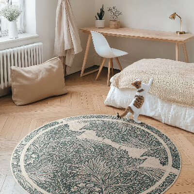 Kerek vinil szőnyeg William Morris virágok