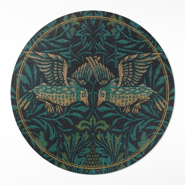 Kerek vinil szőnyeg Madarak William Morris