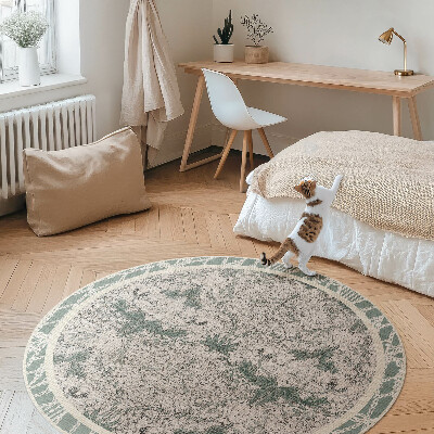 Kerek vinil szőnyeg lonc virág William Morris