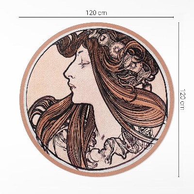 Kerek vinil szőnyeg Alfons Mucha üvegfestménye nővel