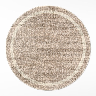 Kerek vinil szőnyeg Vintage boho levelek és gallyak