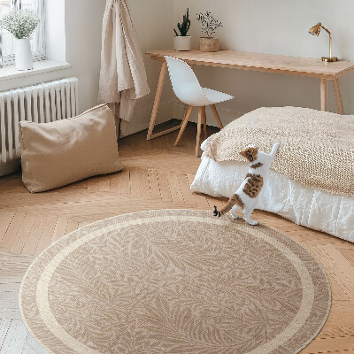 Kerek vinil szőnyeg Vintage boho levelek és gallyak
