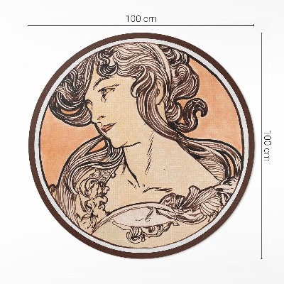 Kerek vinil szőnyeg Egy nő portréja by Alfons Mucha