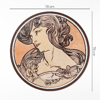 Kerek vinil szőnyeg Egy nő portréja by Alfons Mucha