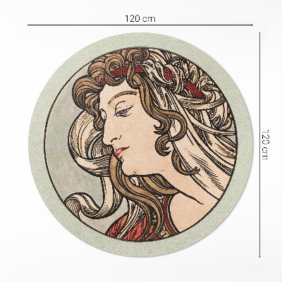 Kerek vinil szőnyeg Női portré by Alfons Mucha