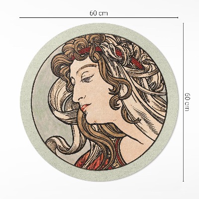 Kerek vinil szőnyeg Női portré by Alfons Mucha