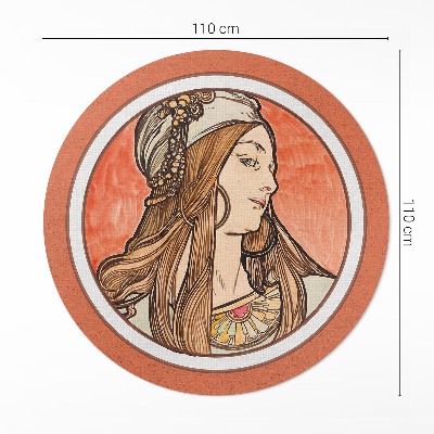 Kerek vinil szőnyeg Nő ólomüvegben Alfons Mucha alkotása