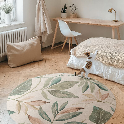 Kerek vinil szőnyeg Finom boho levelek