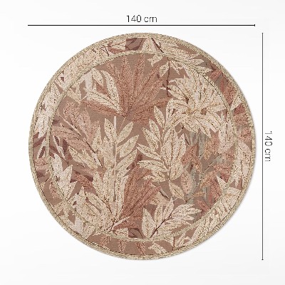 Kerek vinil szőnyeg Levelek boho stílusban vintage növényzet