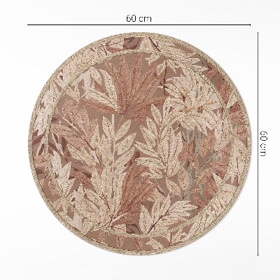 Kerek vinil szőnyeg Levelek boho stílusban vintage növényzet