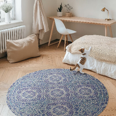 Kerek vinil szőnyeg Gazdagon díszített geometriai minta vintage