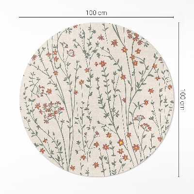 Kerek vinil szőnyeg Apró vadvirágok boho finom rét