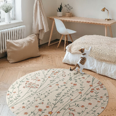 Kerek vinil szőnyeg Apró vadvirágok boho finom rét