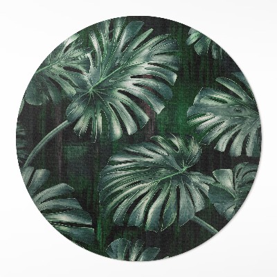 Kerek vinil szőnyeg Trópusi monstera levelek