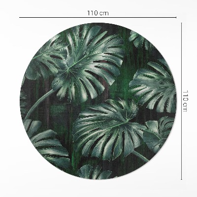 Kerek vinil szőnyeg Trópusi monstera levelek