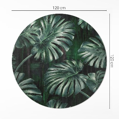 Kerek vinil szőnyeg Trópusi monstera levelek