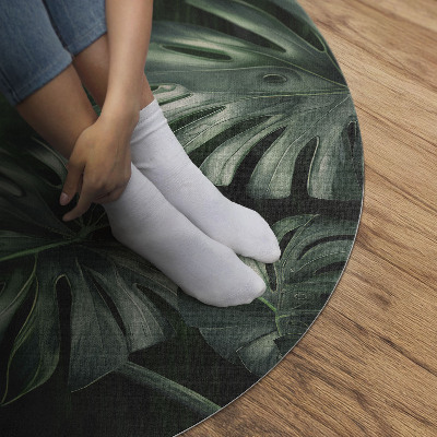Kerek vinil szőnyeg Trópusi monstera levelek