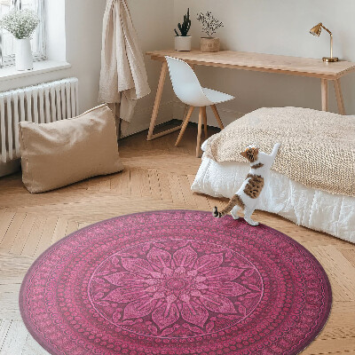 Kerek vinil szőnyeg Dekoratív mandala virágmintával boho