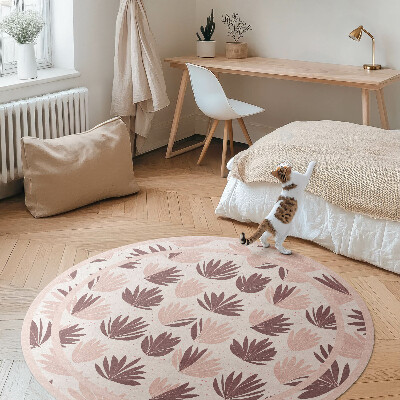 Kerek vinil szőnyeg Boho dekoratív minta pasztell növényekből virágokból álló pasztell dekoratív minta