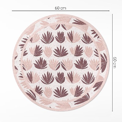 Kerek vinil szőnyeg Boho dekoratív minta pasztell növényekből virágokból álló pasztell dekoratív minta