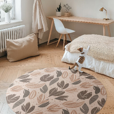 Kerek vinil szőnyeg Illusztráció boho levelek finom stílusban