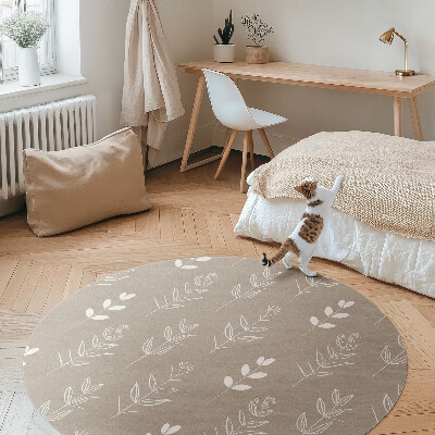 Kerek vinil szőnyeg Finom levelek és gallyak boho stílusban
