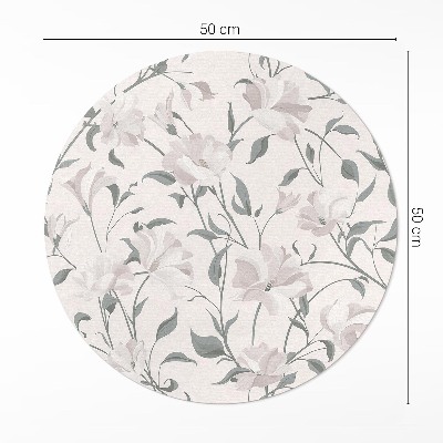 Kerek vinil szőnyeg Finom gyönyörű virágok növények boho stílusban