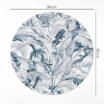 Kerek vinil szőnyeg Elegáns csillogás kék növényi levelek