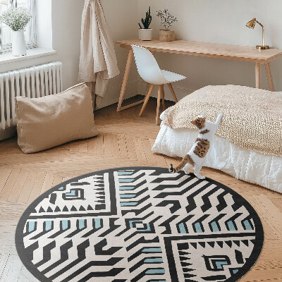 Kerek vinil szőnyeg Geometrikus absztrakt indiai stílusú minta