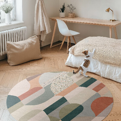 Kerek vinil szőnyeg Boho absztrakció lekerekített formák retro stílusban