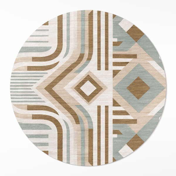 Kerek vinil szőnyeg Boho absztrakció geometrikus indiai stílusban