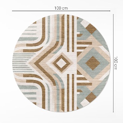 Kerek vinil szőnyeg Boho absztrakció geometrikus indiai stílusban
