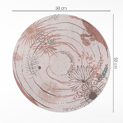 Kerek vinil szőnyeg Virágok és növények boho minta