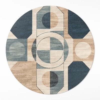 Kerek vinil szőnyeg Geometrikus formák retro stílusban