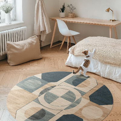 Kerek vinil szőnyeg Geometrikus formák retro stílusban