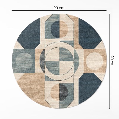 Kerek vinil szőnyeg Geometrikus formák retro stílusban