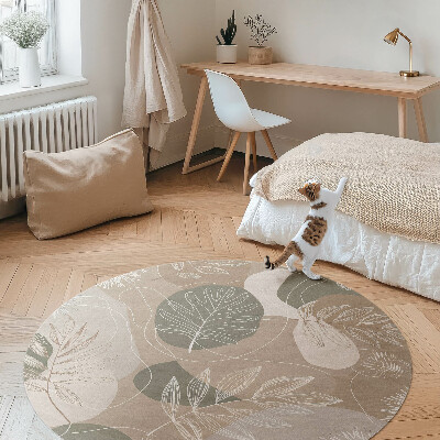 Kerek vinil szőnyeg Lineáris boho levelek