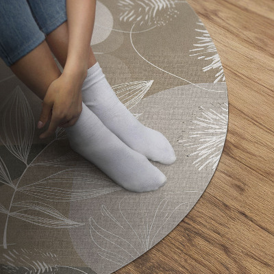 Kerek vinil szőnyeg Lineáris boho levelek