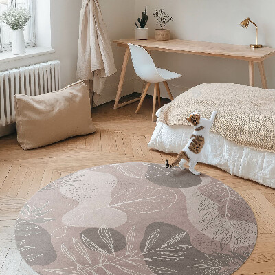 Kerek vinil szőnyeg Lineáris levelek lekerekített foltok boho