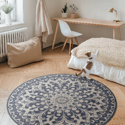 Kerek vinil szőnyeg Virágok kaleidoszkópja retro stílusban