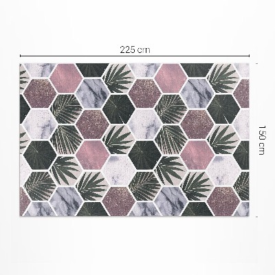 Mosható futószőnyeg Hexagons kő mozaik levelek