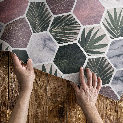 Mosható futószőnyeg Hexagons kő mozaik levelek