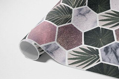 Mosható futószőnyeg Hexagons kő mozaik levelek