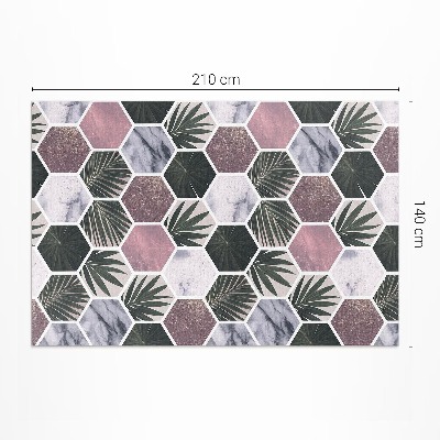 Mosható futószőnyeg Hexagons kő mozaik levelek