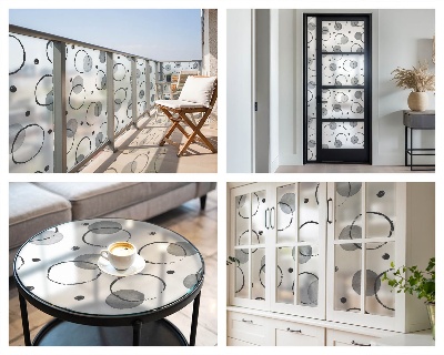 Szürke kerekek Öntapadós ablakfólia ólomüveg mintával