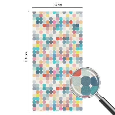 Színes négyzetek Öntapadós üvegfólia vitrázs mintával