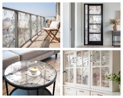 Rózsa levelek Öntapadós üvegfólia vitrázs mintával